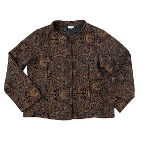 Vintage Habitat Tapestry Paisley Floral Blazer Jacket XL Grannycore Art Boho USA